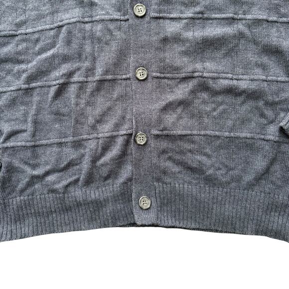 Vintage Oscar de la Renta Mens Button Up V Neck Cardigan Sweater Blue XXL - Picture 3 of 5